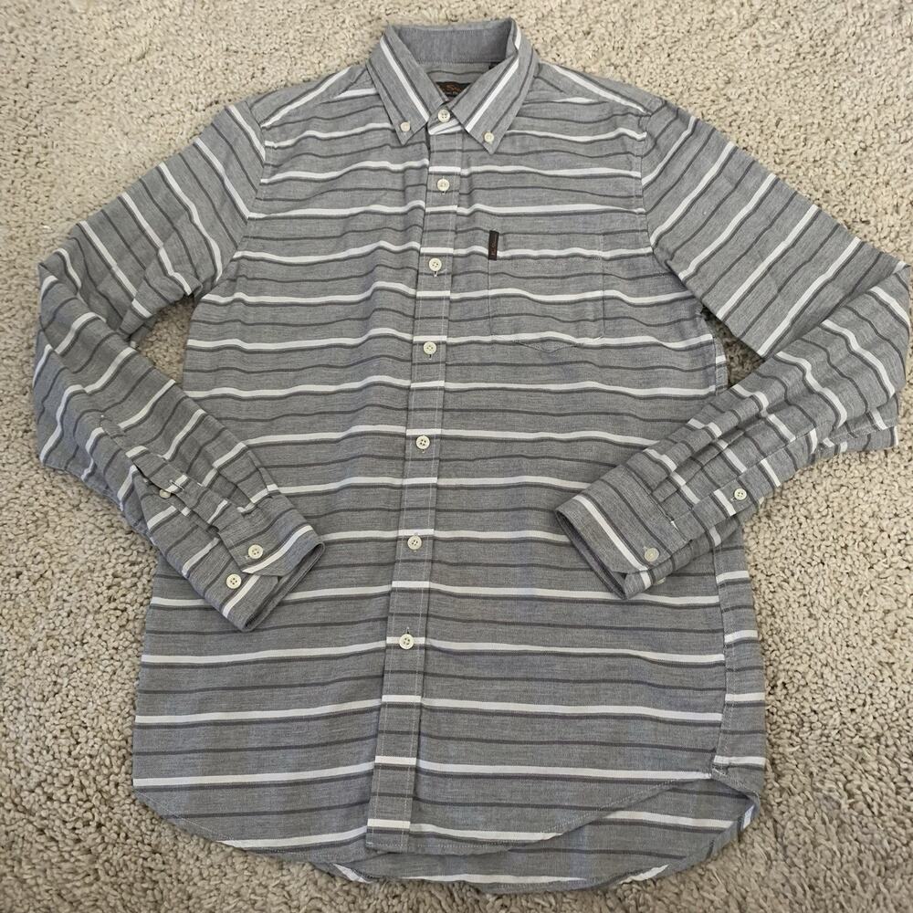Ben Sherman Shirt Mens Small Gray Striped Long Sleeve Woven Button Up